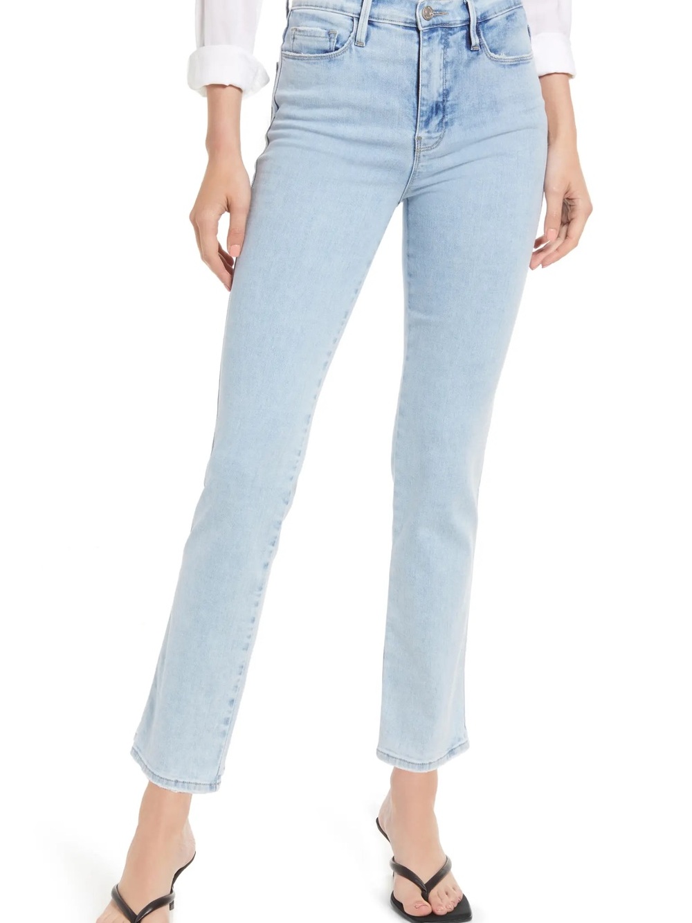 Frame Denim Heritage Le Sylvie Slender Straight Light Wash Jeans